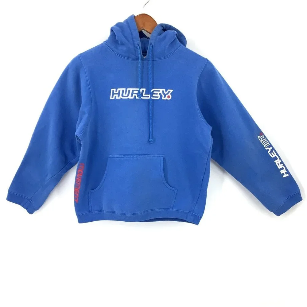 Hurley Hoodie Women's Blue Medium Cotton Blend Pullover Sweatshirt - Picture 1 of 10
